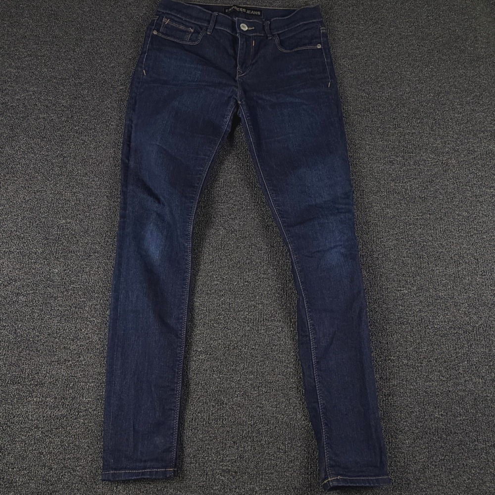 Express Jeans Women 6R (Fits 30x30) Legging Mid Rise Dark Wash Blue Stretch EUC